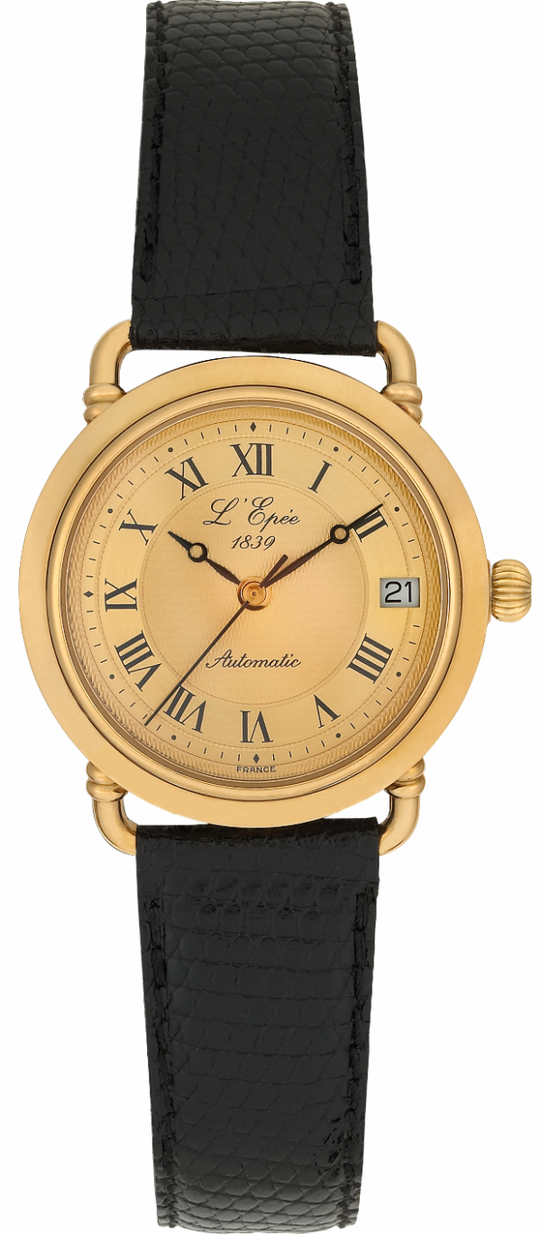 L'EPÉE Gents´ Gold Plated Wristwatch with Golden Sectored Dial and Roman Numerals (L11433PO2)