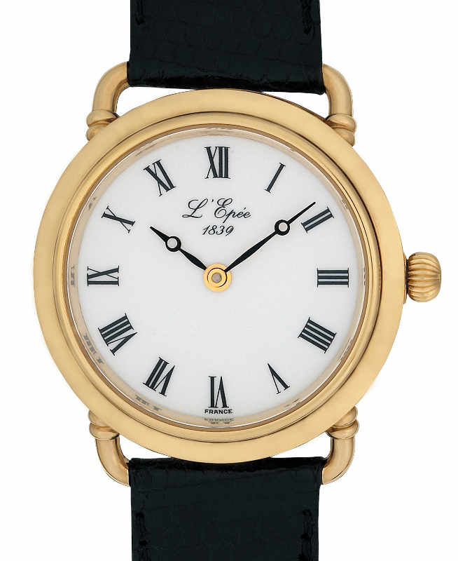 Screenshot 2025-10-08 at 10.22.33 L'EPÉE Gents´ Gold Plated Wristwatch with White Enamel Dial and Roman Numerals & Skeletonized Movement (L1233PO1)