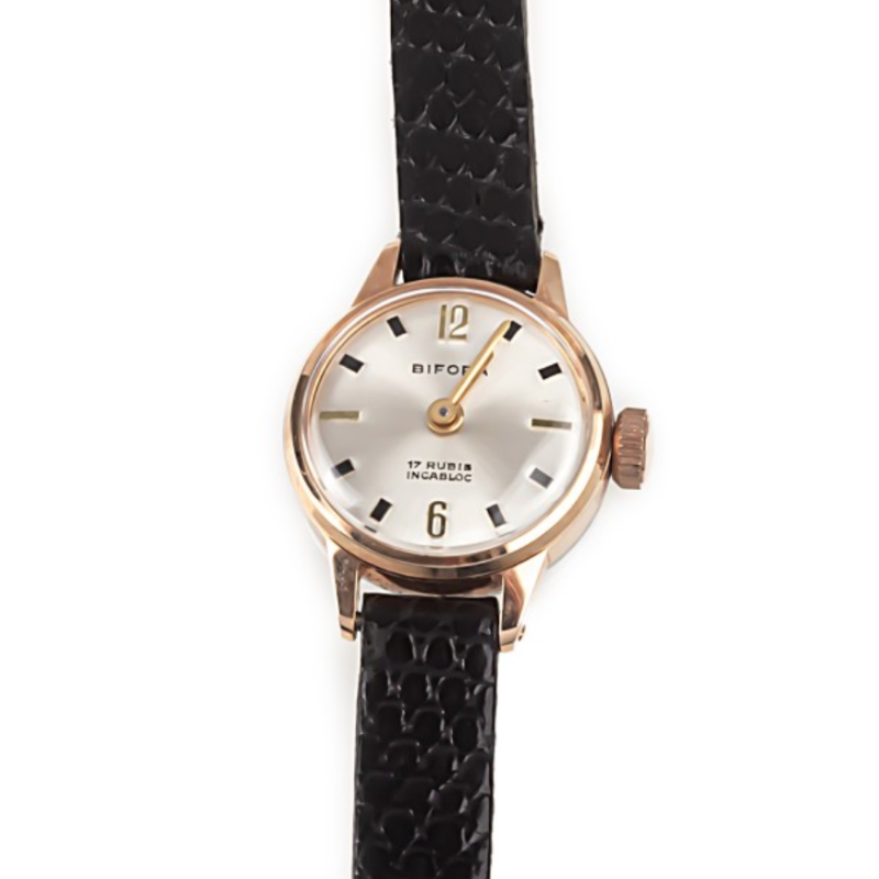 BIFORA Ladies´ Gold Plated Wristlet with Silvered Dial