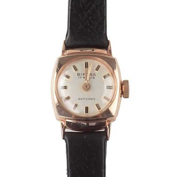 Screenshot 2025-08-04 at 17.29.24 BIFORA Ladies´ Gold Plated Cushion-Shaped Wristlet with Silvered Dial