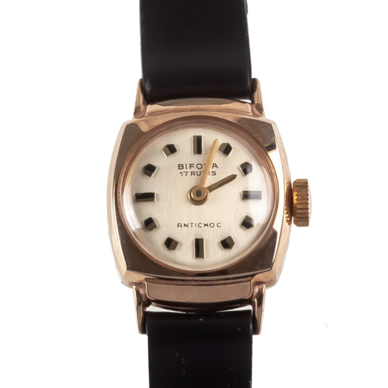 Screenshot 2025-08-04 at 17.34.26 BIFORA Ladies´ Gold Plated Cushion-Shaped Wristlet with Silvered Dial & Applied Indices