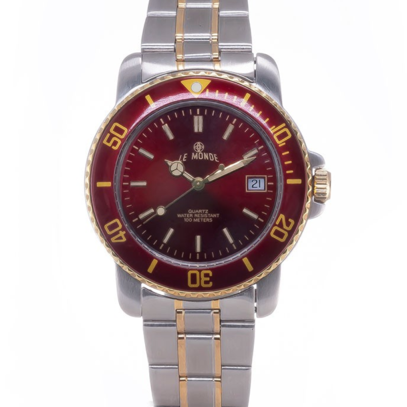 Screenshot 2025-09-29 at 12.08.16 LE MONDE Women´s wristwatch with Burgundy Dial & Bezel on Two-Tone Bracelet (4189BIC/55)