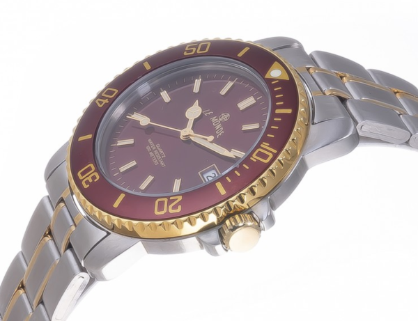 LE MONDE Women´s wristwatch with Burgundy Dial & Bezel on Two-Tone Bracelet (4189BIC/55)