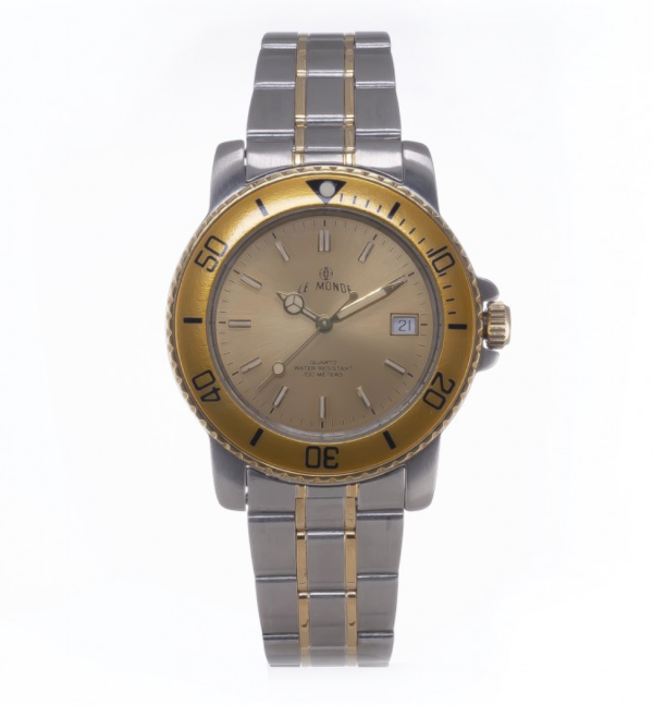 LE MONDE Women´s wristwatch with Gilt Dial & Bezel on Two-Tone Bracelet (4189BIC/77)