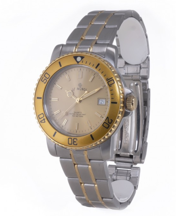 LE MONDE Women´s wristwatch with Gilt Dial & Bezel on Two-Tone Bracelet (4189BIC/77)