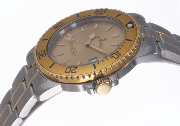 LE MONDE Women´s wristwatch with Gilt Dial & Bezel on Two-Tone Bracelet (4189BIC/77)