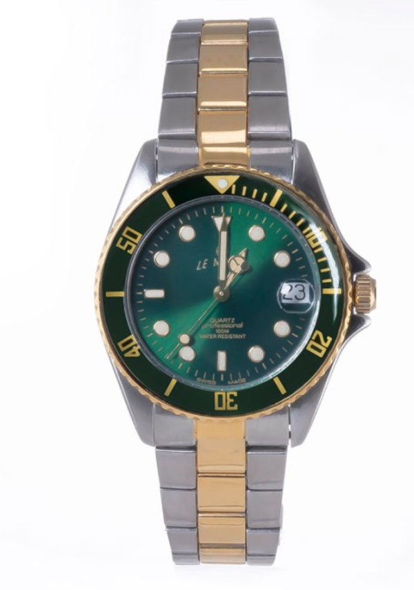 Screenshot 2025-09-29 at 12.17.49 LE MONDE Women´s wristwatch with Green Dial & Bezel on Two-Tone Bracelet (4491BIC/44)