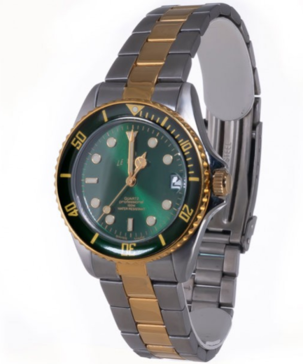 Screenshot 2025-09-29 at 12.17.57 LE MONDE Women´s wristwatch with Green Dial & Bezel on Two-Tone Bracelet (4491BIC/44)