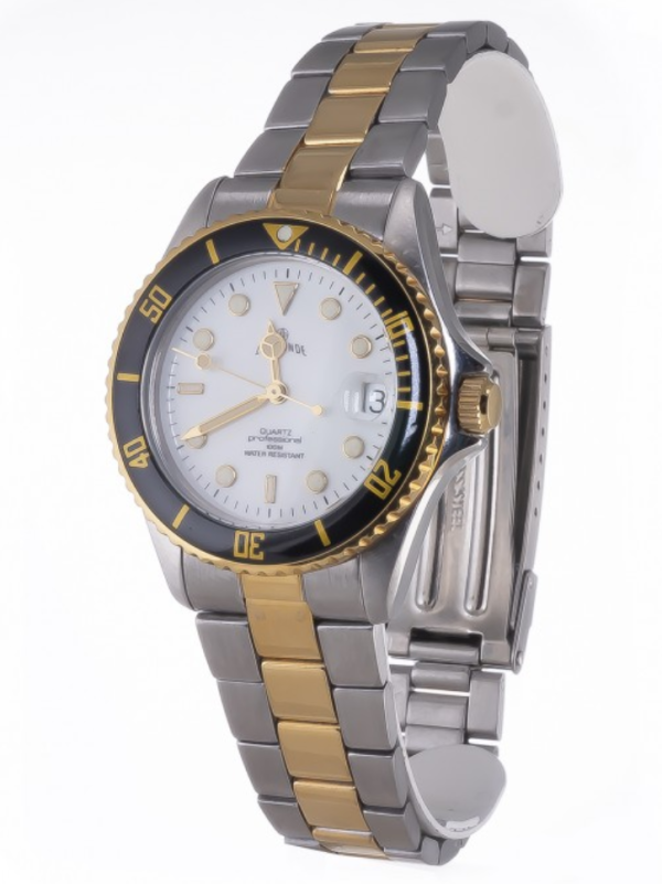 LE MONDE Women´s wristwatch with White Dial, Black Bezel on Two-Tone Bracelet (4491BIC/21)