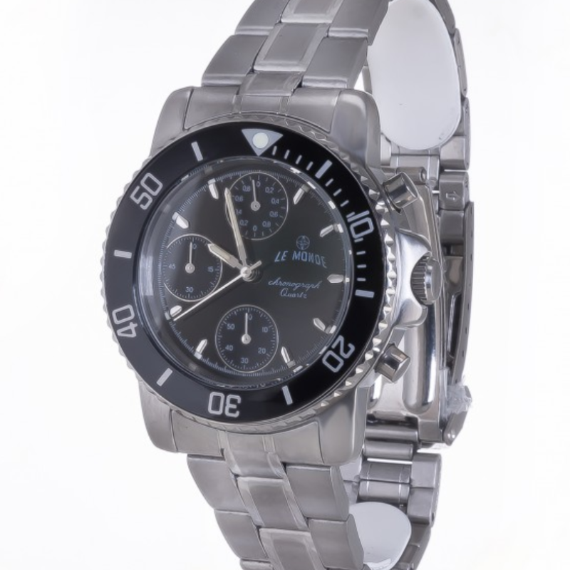 Screenshot 2025-09-29 at 12.35.21 LE MONDE Women´s Chronograph with Black Dial & Bezel on Steel Bracelet (5263ACC/22)