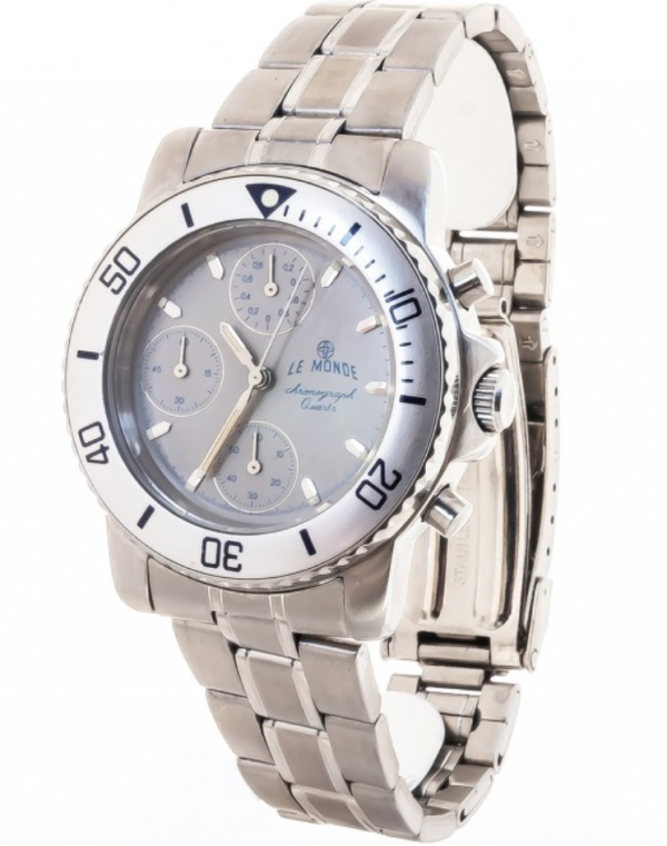 LE MONDE Women´s Chronograph with Light Grey Dial & Metallic Bezel on Steel Bracelet (5263ACC/66)