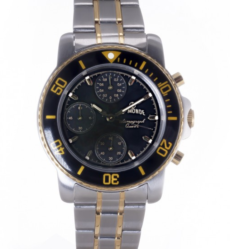 Screenshot 2025-09-29 at 12.42.16 LE MONDE Women´s Chronograph with Black Dial & Metallic Bezel on Two-Tone Bracelet (5263BIC/22)