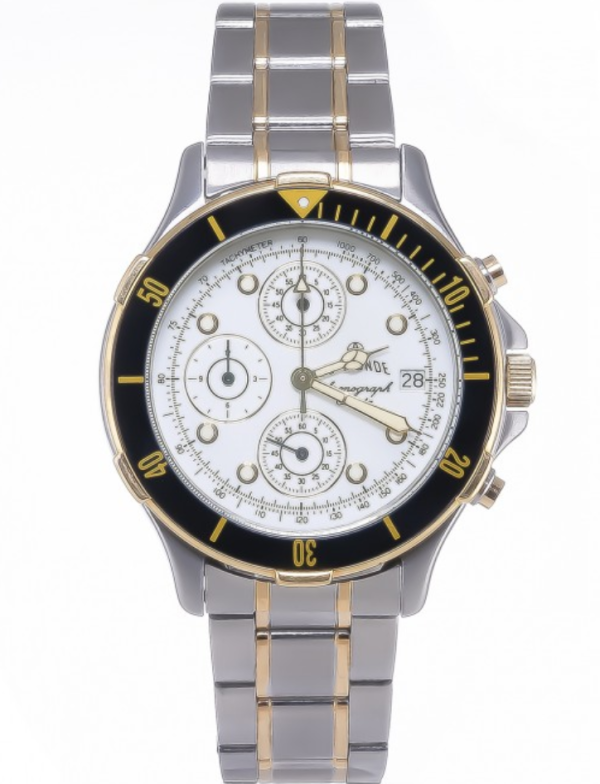 LE MONDE Women´s Chronograph with White Dial, Black Bezel on Two-Tone Bracelet (5285BIC/21)