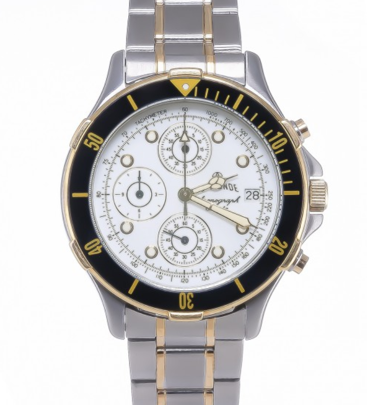 Screenshot 2025-09-29 at 12.44.53 LE MONDE Women´s Chronograph with White Dial, Black Bezel on Two-Tone Bracelet (5285BIC/21)