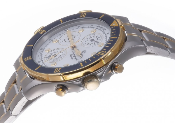 LE MONDE Women´s Chronograph with White Dial, Blue Bezel on Two-Tone Bracelet (5285BIC/31)
