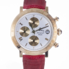 LE MONDE Women´s Chronograph with White Dial with gilt sub-dials, Red Leather Strap & Cabochons on Crown & Pushers (5278/71R)