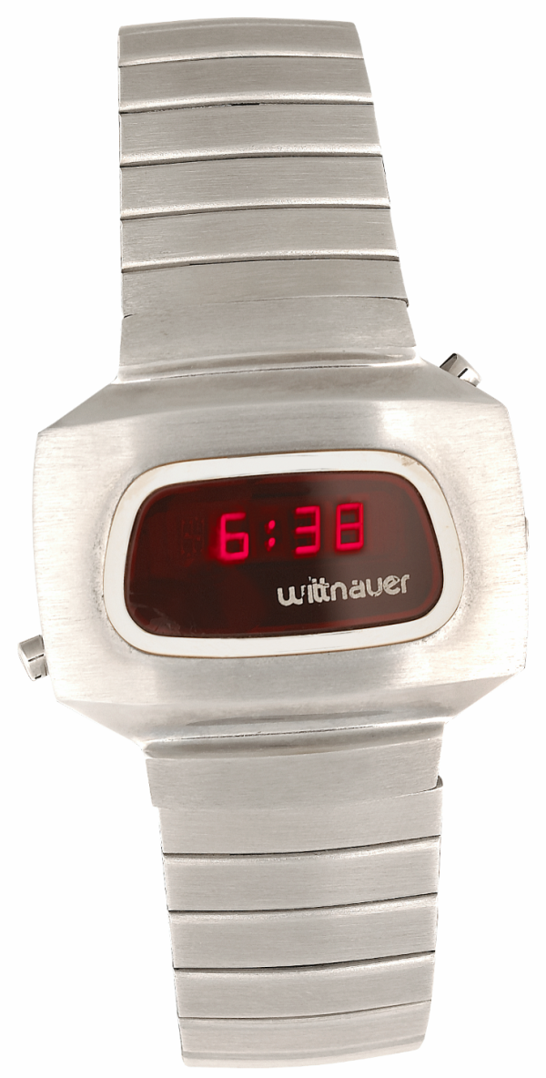 WITTNAUER "Polara" Model "125" - Very Rare LED Electronic Stainless Steel Wrist Watch