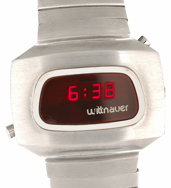 WITTNAUER "Polara" Model "125" - Very Rare LED Electronic Stainless Steel Wrist Watch