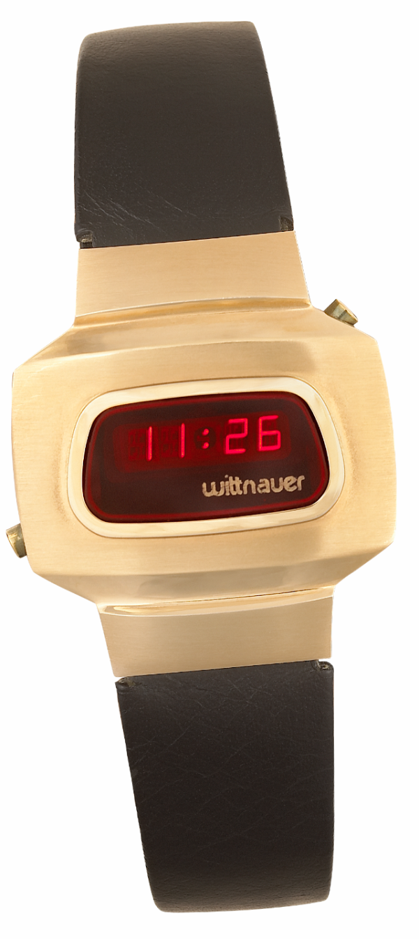 WITTNAUER "Polara" Model "125" - Very Rare LED Electronic Gold-Plated Wrist Watch