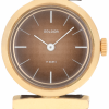 GOLDOR 1970s Ladies´ Gold-Plated Oval Wristwatch with Hooded Lugs and Brown Dial