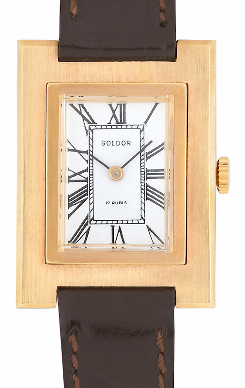 Screenshot 2025-10-01 at 10.57.39 GOLDOR 1970s Ladies´ Gold-Plated Rectangular Wristwatch with White Dial