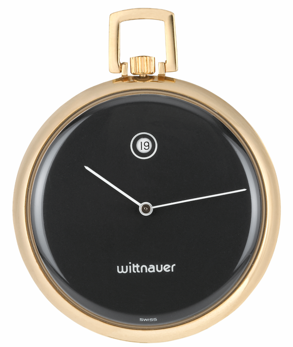 WITTNAUER "Genève" Rare Gold-Plated Pocket Watch with Black Dial & Date Indication