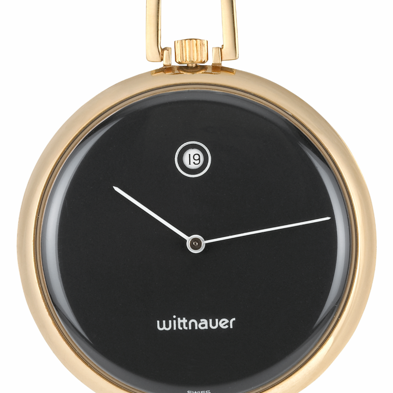 Screenshot 2025-10-01 at 11.25.09 WITTNAUER "Genève" Rare Gold-Plated Pocket Watch with Black Dial & Date Indication