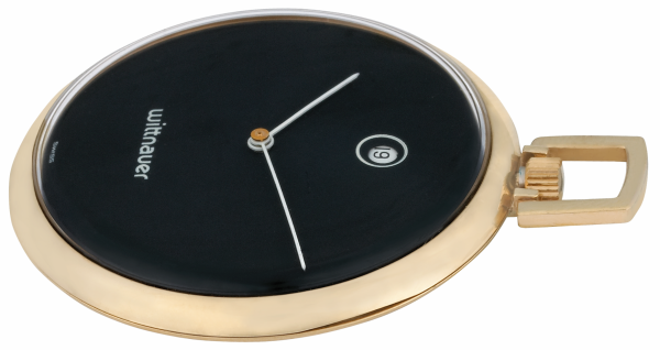 WITTNAUER "Genève" Rare Gold-Plated Pocket Watch with Black Dial & Date Indication
