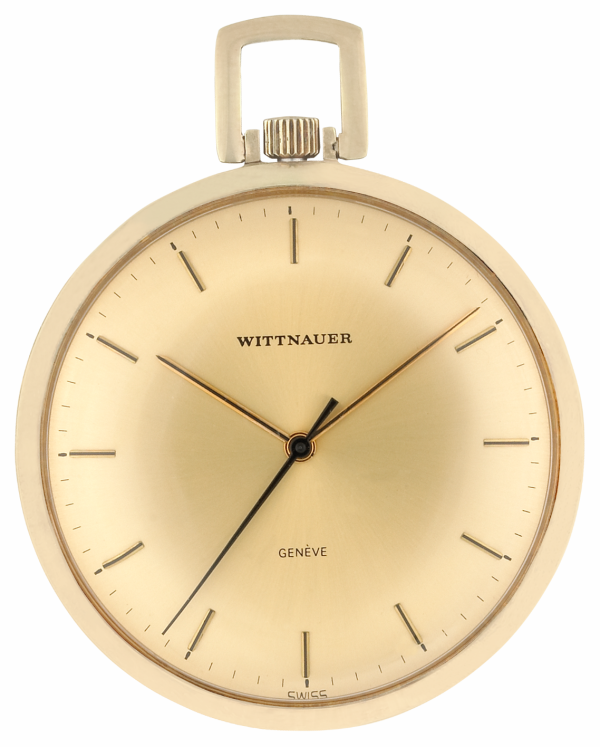 WITTNAUER "Genève" Rare Gold-Plated Pocket Watch with Gilt Dial & Onyx Indices