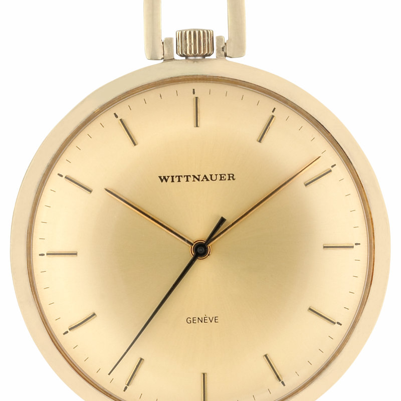 WITTNAUER "Genève" Rare Gold-Plated Pocket Watch with Gilt Dial & Onyx Indices