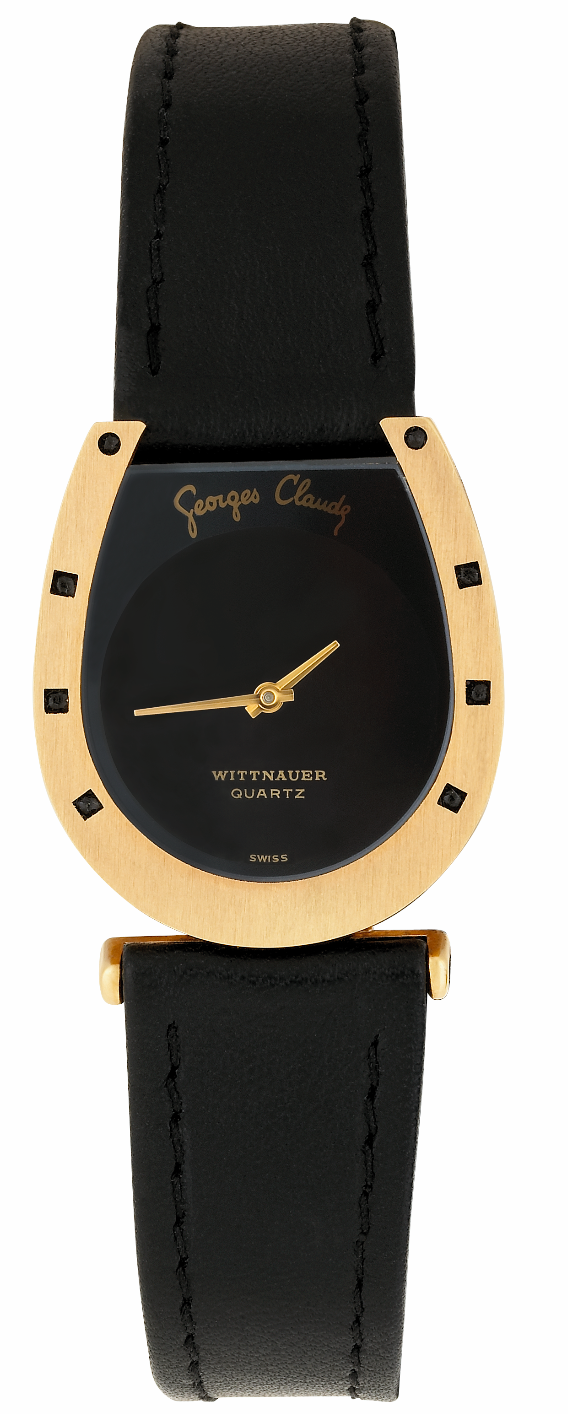 WITTNAUER Gold Plated Gents´Wristwatch designed by Georges Claude with Black Dial
