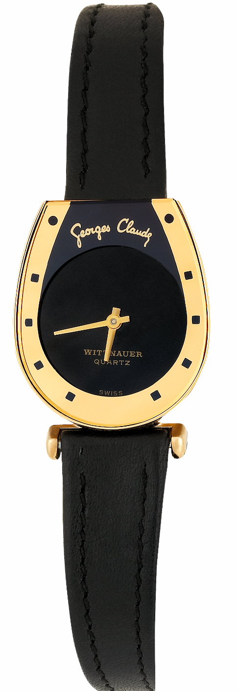 WITTNAUER Gold Plated Ladies´Wristwatch designed by Georges Claude with Black Dial