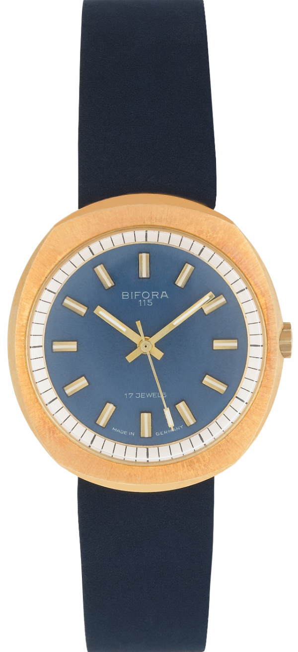 BIFORA "115" Gold Plated Gents´wristwatch with Blue  Dial