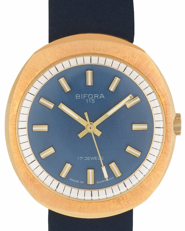 BIFORA "115" Gold Plated Gents´wristwatch with Blue  Dial