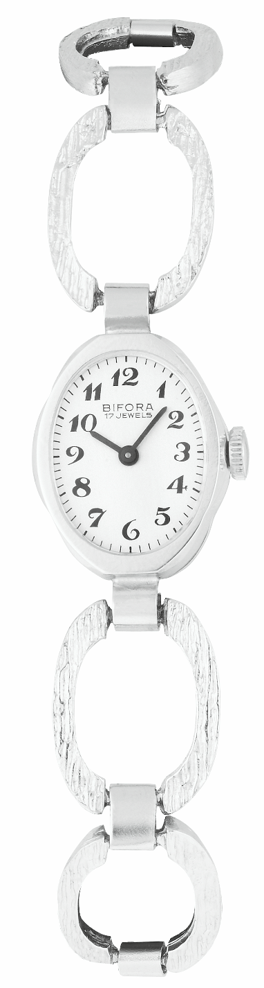Screenshot 2025-10-01 at 12.26.37 BIFORA Ladies´ Wristlet with Textured Bracelet and White Dial with Arabic Numerals