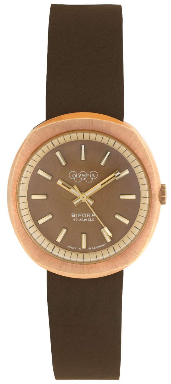 BIFORA "Olympia" Gents´Gold Plated Wrist Watch with Brown Dial