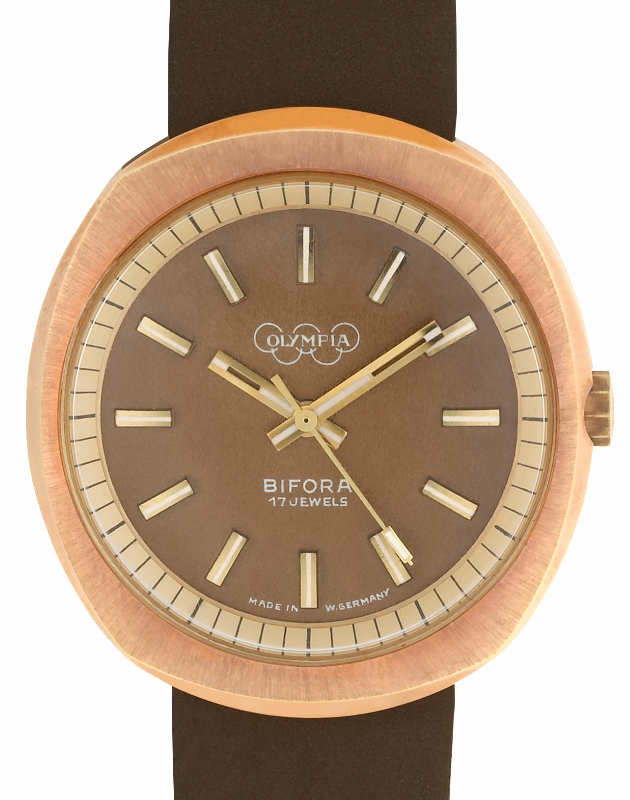 BIFORA "Olympia" Gents´Gold Plated Wrist Watch with Brown Dial