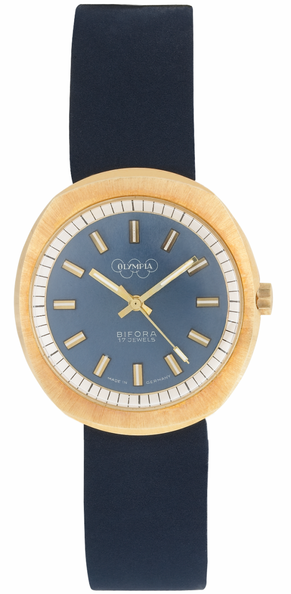 BIFORA "Olympia" Gents´Gold Plated Wrist Watch with Blue Dial