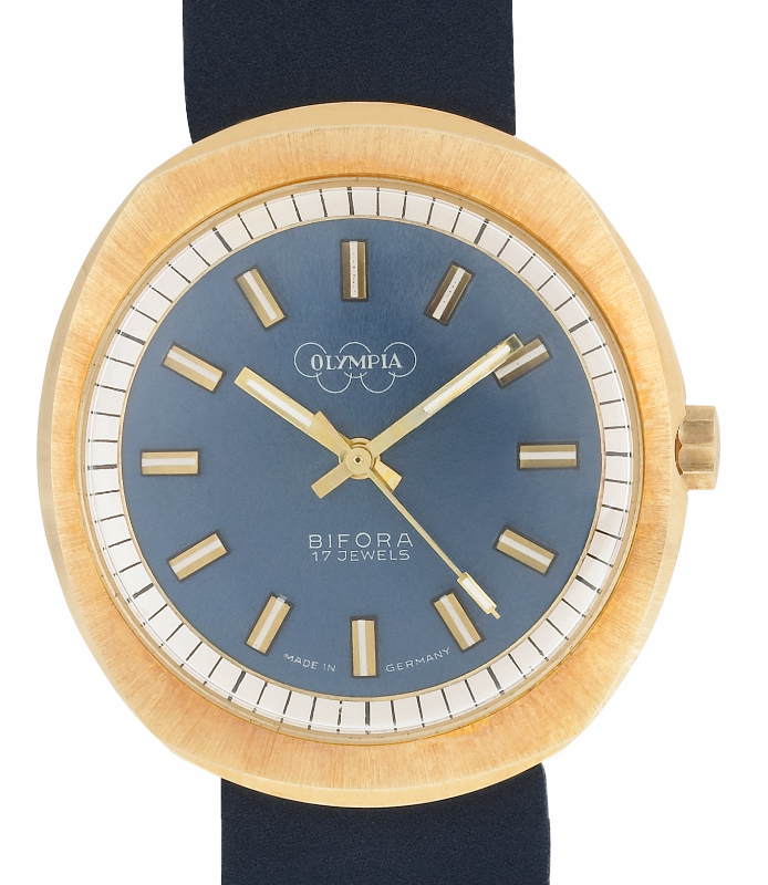 BIFORA "Olympia" Gents´Gold Plated Wrist Watch with Blue Dial
