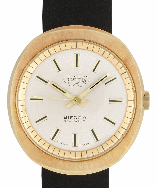 BIFORA "Olympia" Gents´Gold Plated Wrist Watch with Gilt-Silvery Dial