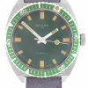 BIFORA Gents´Stainless Steel Divers´ Watch with Green Dial & Bezel on Suede Leather Strap