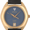 WITTNAUER Gold Plated Hexagonal Wrist Watch with a Blue/Grey Jeweled Dial