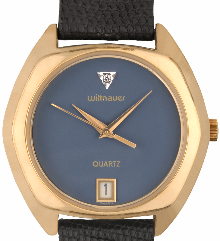 Screenshot 2025-10-01 at 14.42.54 WITTNAUER Gold Plated Hexagonal Wrist Watch with a Blue/Grey Jeweled Dial