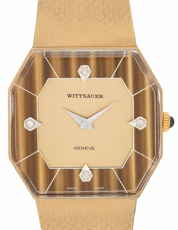 Screenshot 2025-10-01 at 14.50.36 WITTNAUER "Genève" Gents´Gold Plated Wristwatch with Rare Stone Dial in Brown & Beige Colors