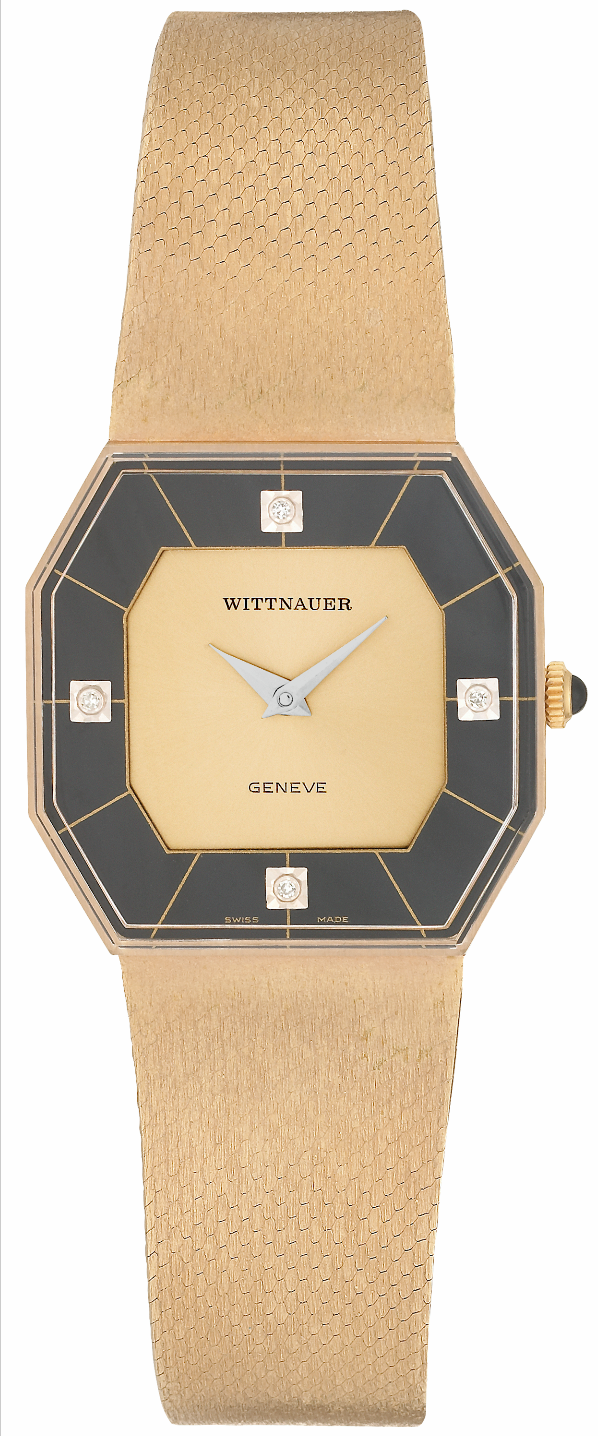 WITTNAUER "Genève" Gents´Gold Plated Wristwatch with a Two-Tone Sector Jeweled Dial