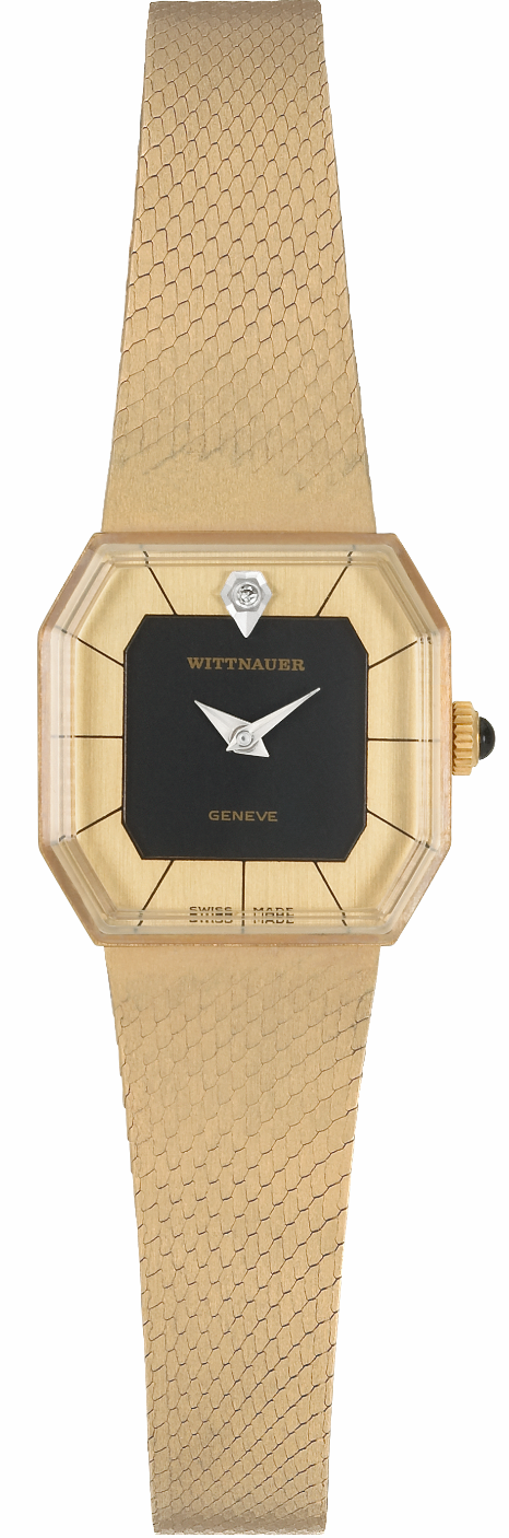 WITTNAUER "Genève" Ladies´Gold Plated Wristwatch with a Gilt & Black Jeweled Dial