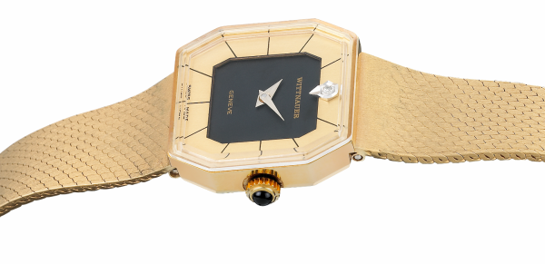 WITTNAUER "Genève" Ladies´Gold Plated Wristwatch with a Gilt & Black Jeweled Dial