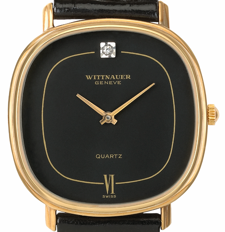 Screenshot 2025-10-07 at 09.45.39 WITTNAUER "Genève" Ladies´Gold Plated Wristwatch with Black Dial and one Diamond