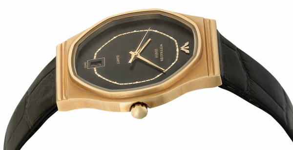 WITTNAUER "Genève" Ladies´Gold Plated Wristwatch with Black Dial, Chemin de Fer Minuterie & Date