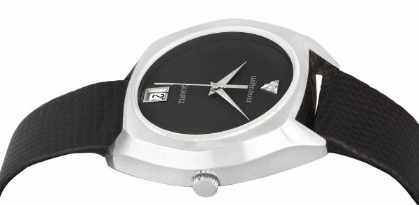 WITTNAUER Plated Hexagonal Wrist Watch with a Black Jeweled Dial
